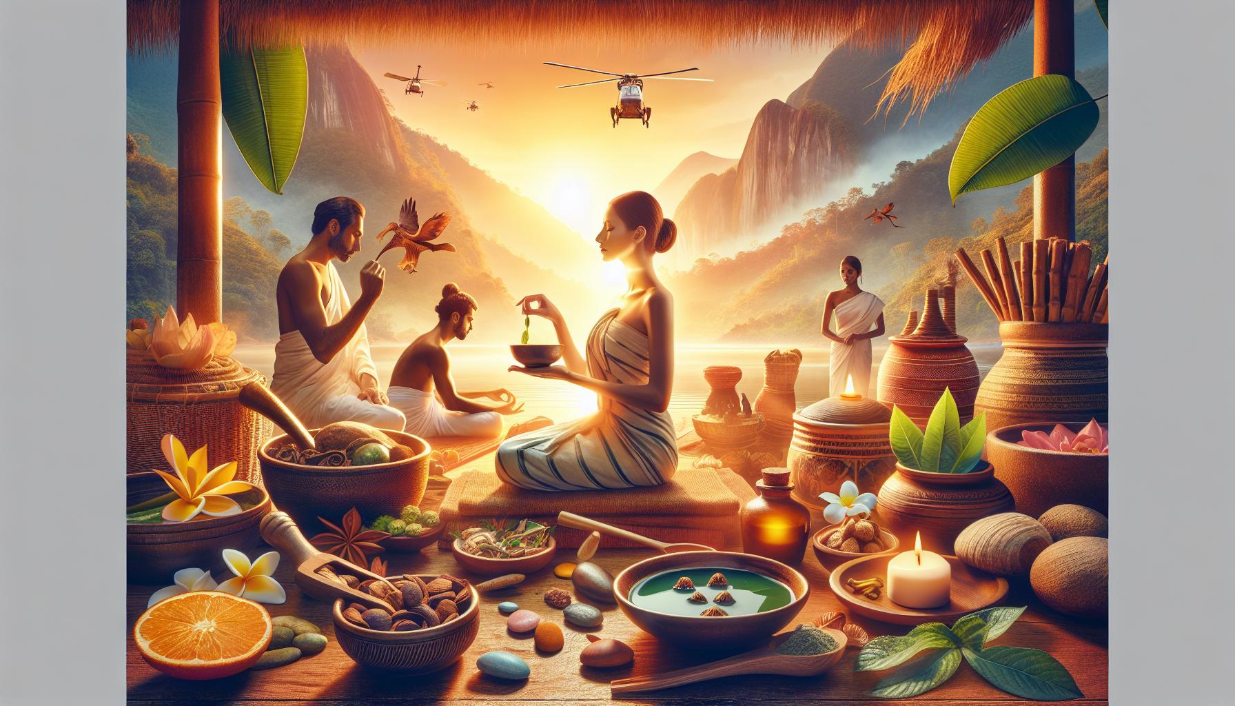 Serene Spa Scene with Natural Elements and Healing Rituals