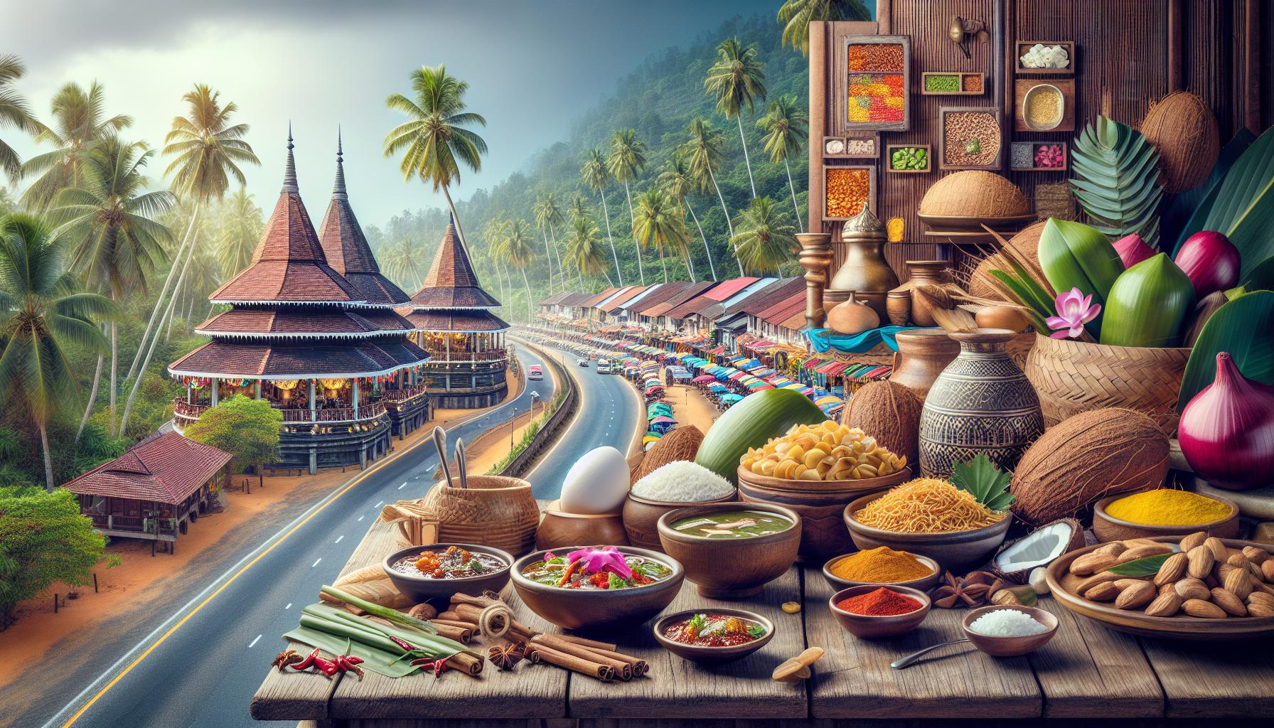 Tropical Market Scene with Traditional Ingredients and Spices