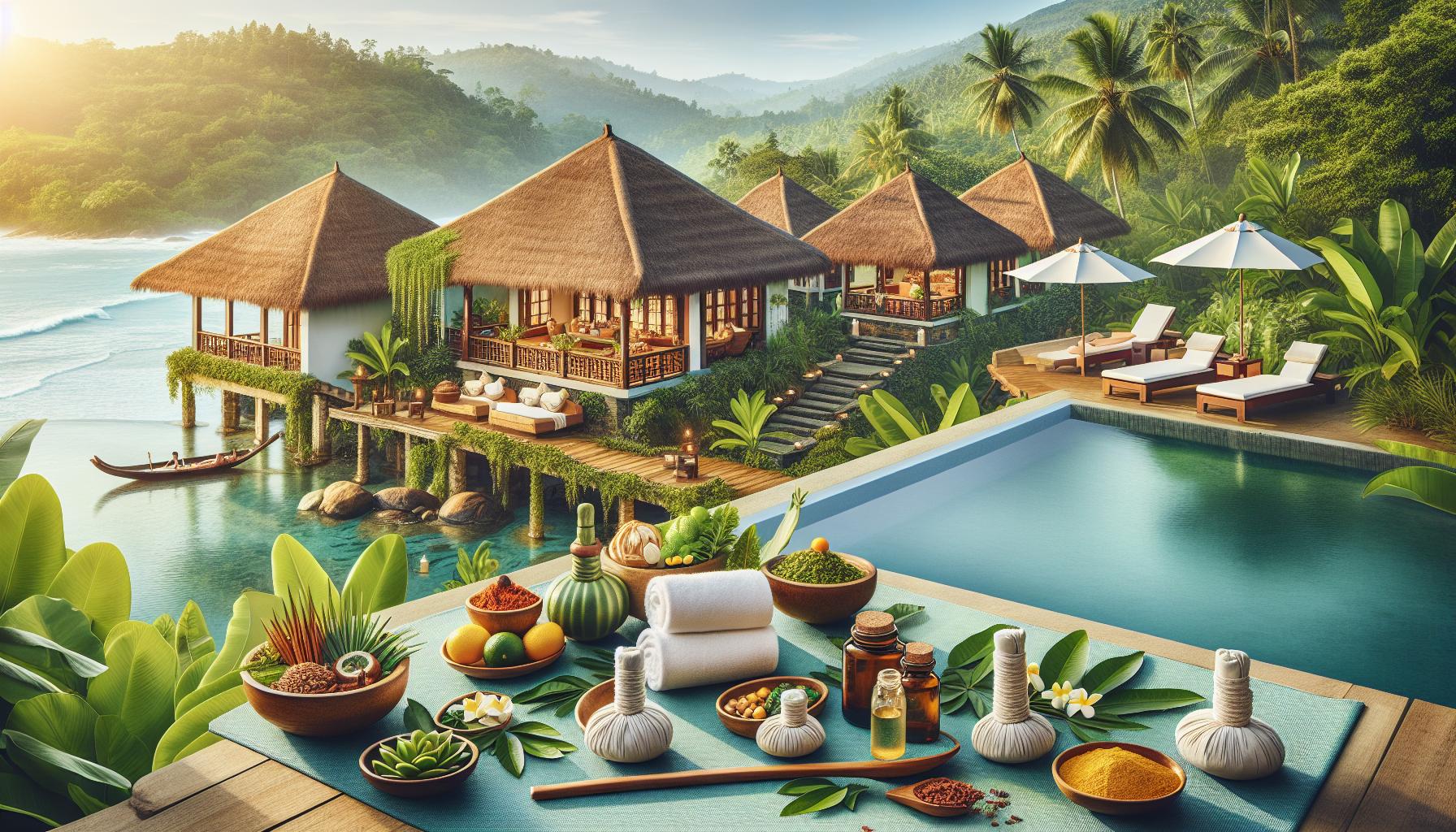 Tropical Spa Retreat with Wellness Ingredients and Scenic Villa View