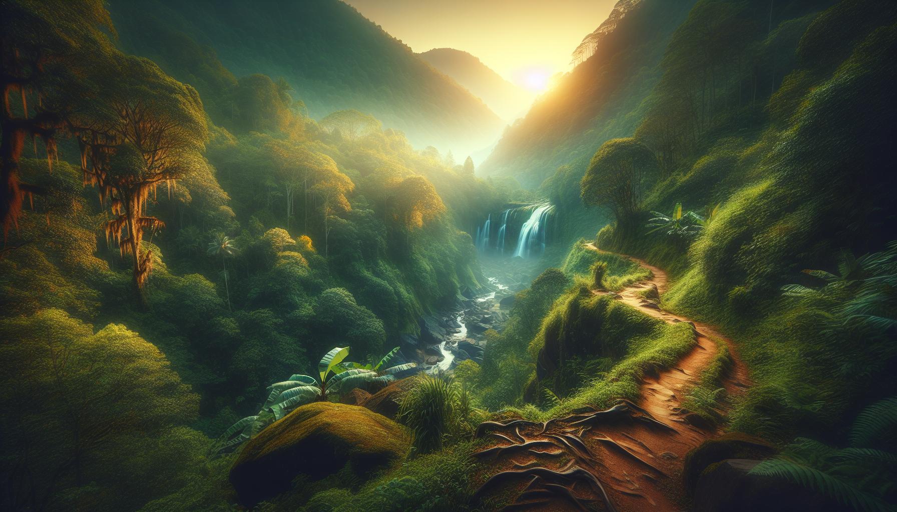 serene-waterfall-in-lush-forest-at-sunset