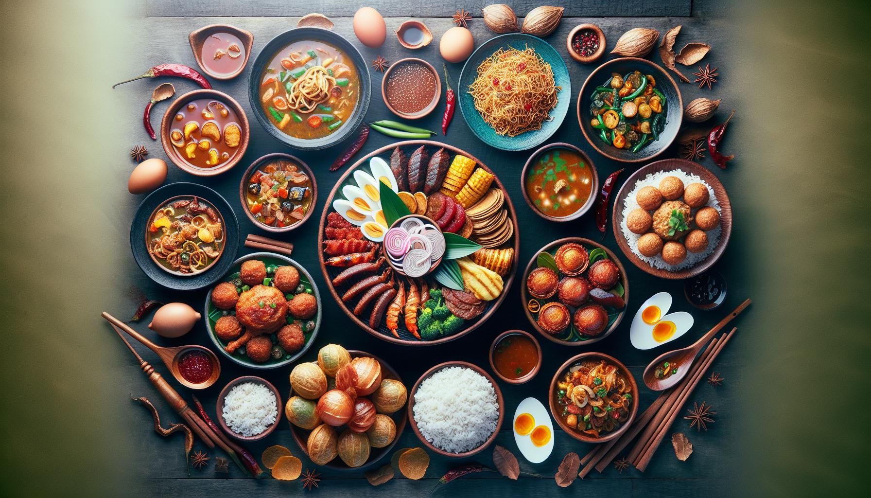 variety-of-delicious-ethnic-foods-displayed-on-a-wooden-table