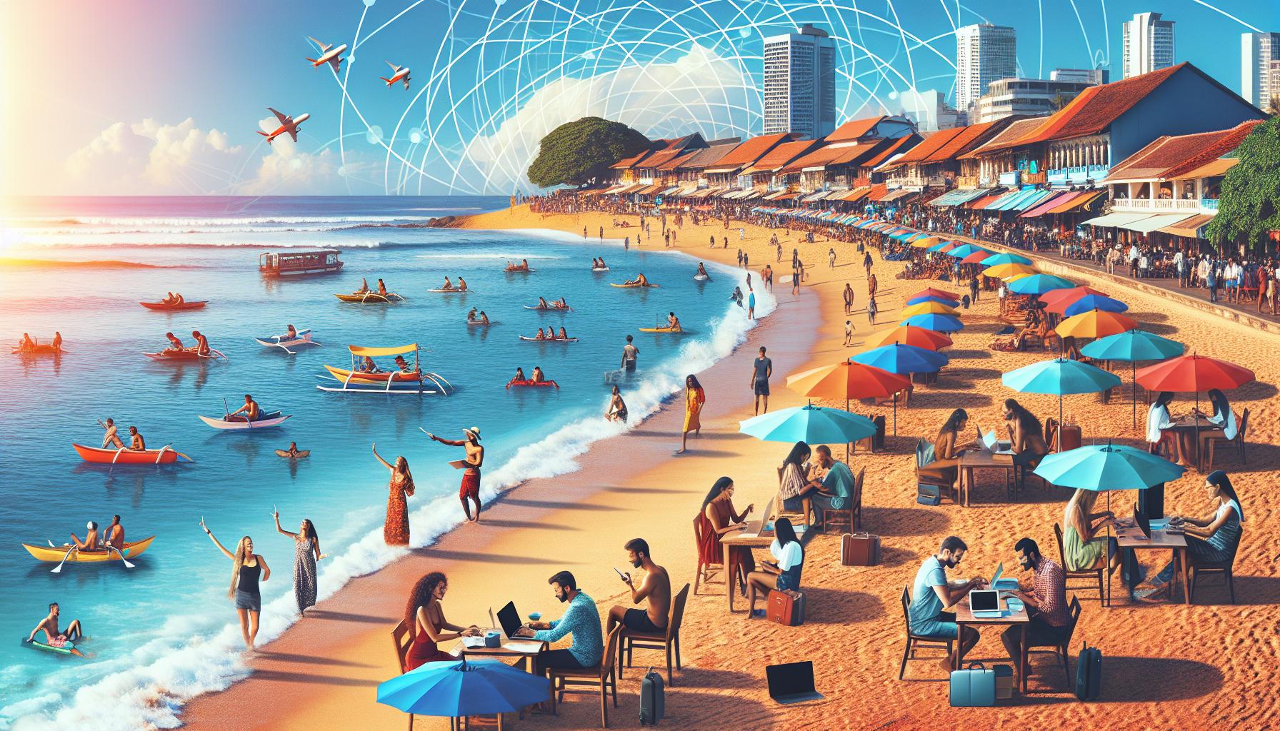 Beachside Digital Nomads Enjoying Work and Leisure
