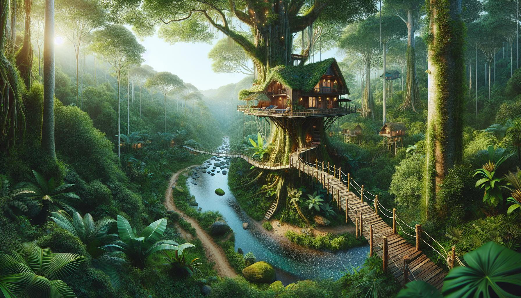 Enchanting Treehouse in Lush Forest Landscape