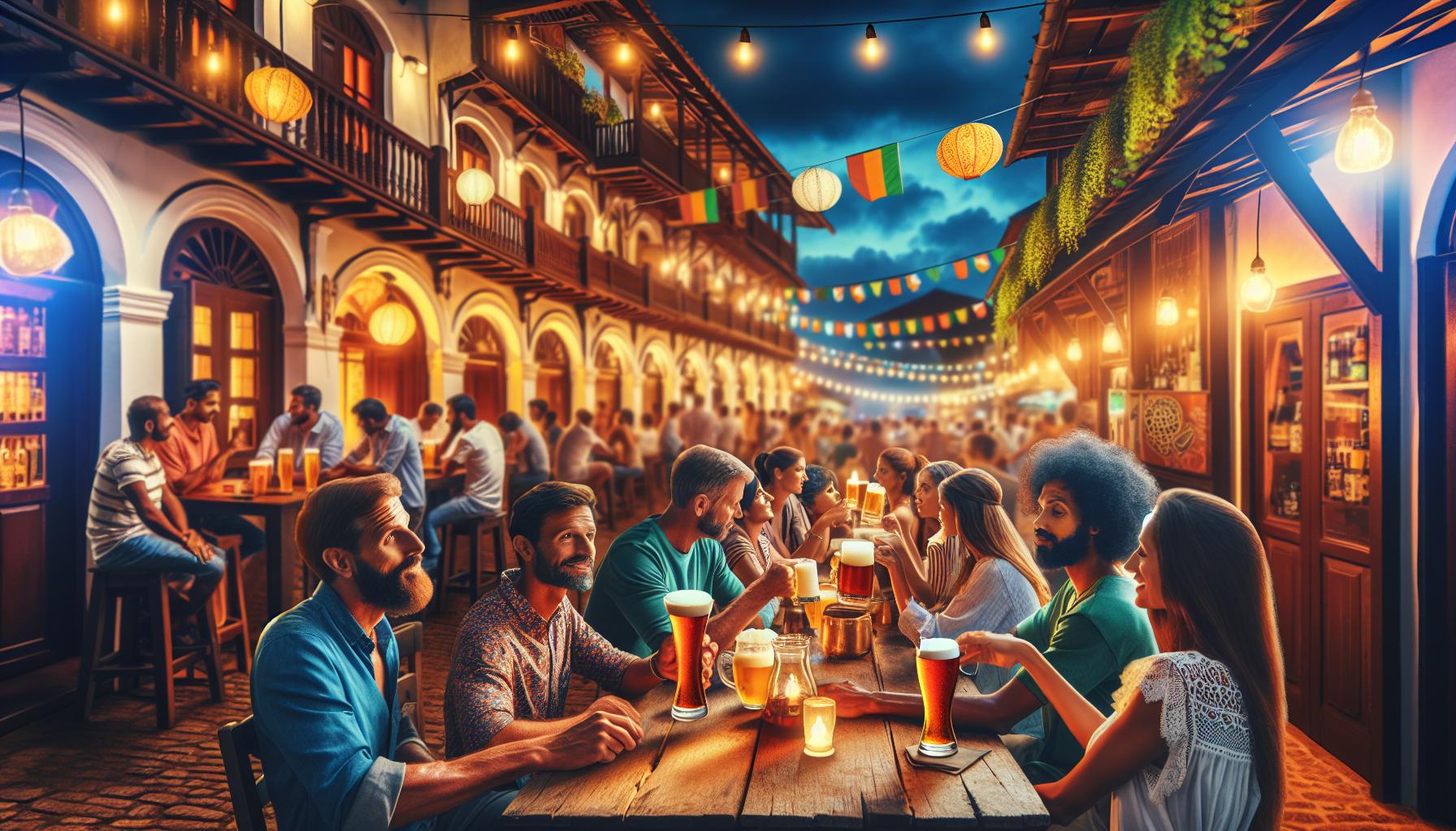 Evening Social Gathering in a Vibrant Outdoor Venue