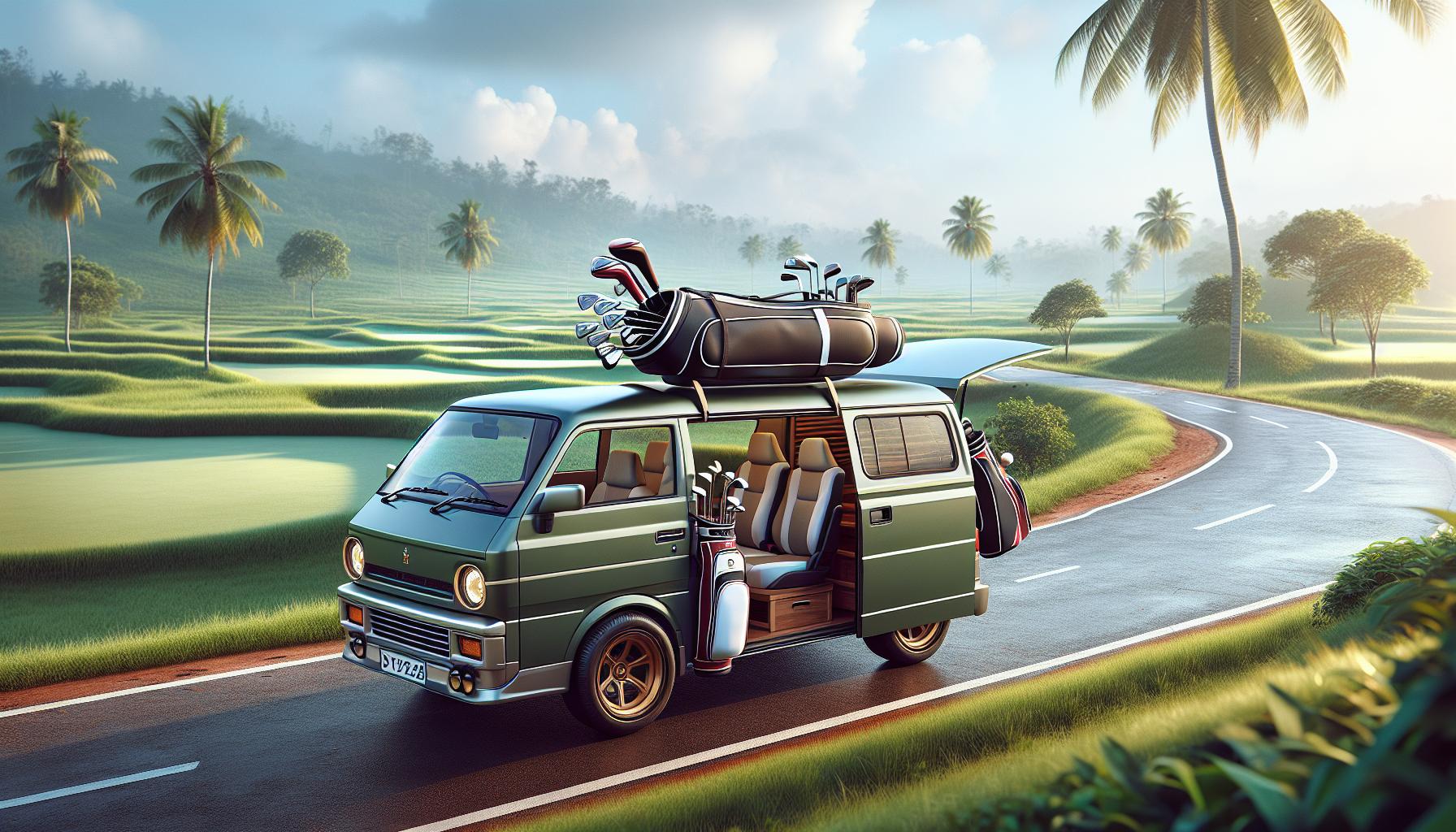 Golf Trip Adventure with Classic Van on Scenic Route