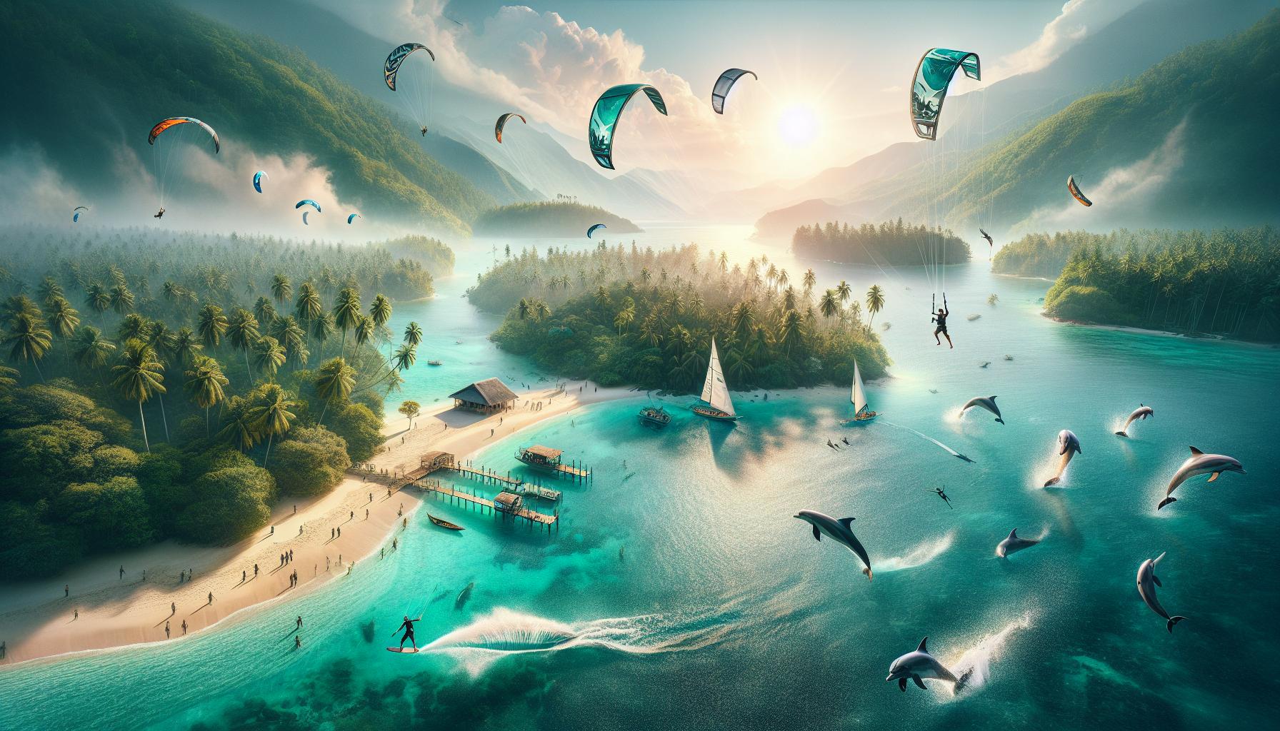 Tropical Adventure with Paragliders and Dolphins in Scenic Lagoon