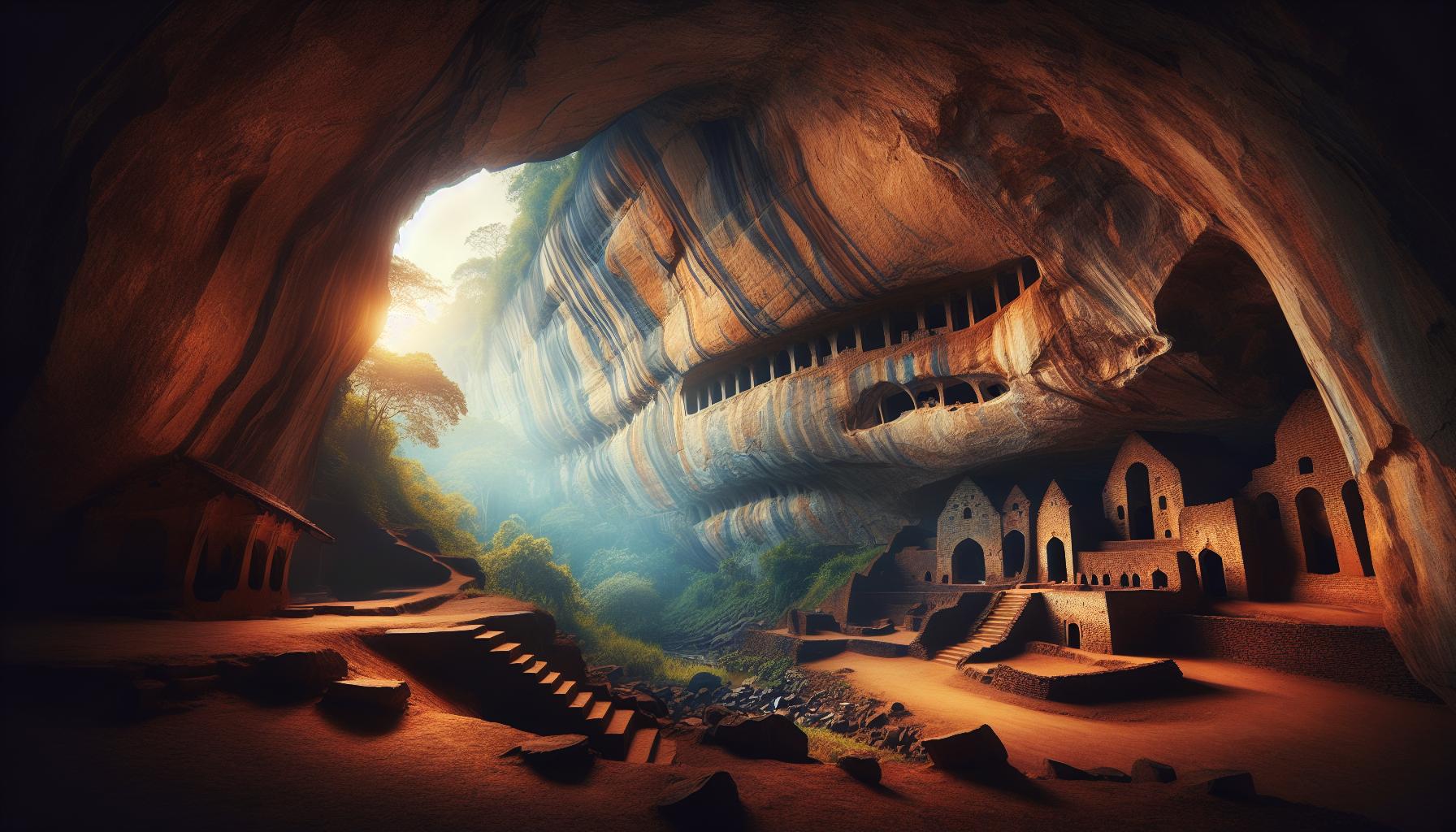 ancient-cave-architecture-with-sunlight-and-lush-greenery