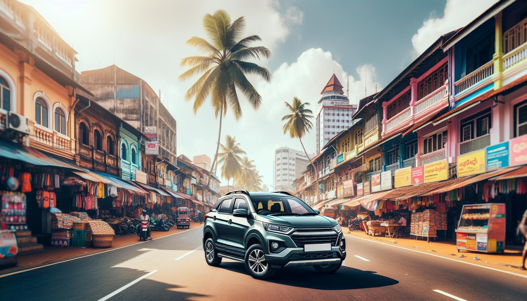 car-on-a-busy-street-with-colorful-shops-and-palm-trees