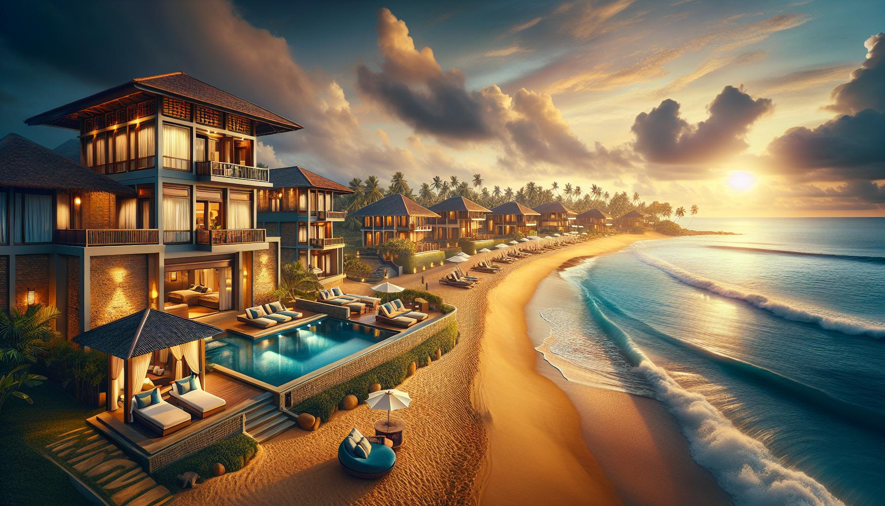 luxurious-villa-resort-on-sandy-beach-at-sunset