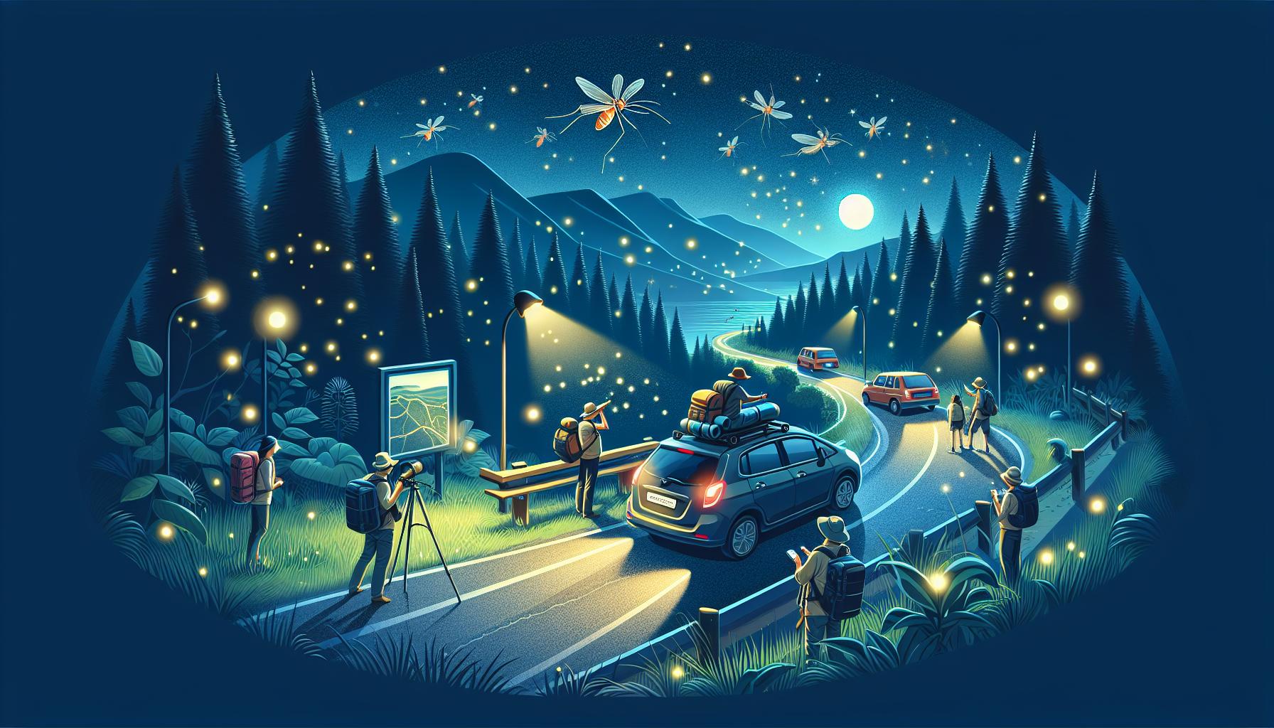 nighttime-photographers-capturing-fireflies-in-a-mountainous-landscape