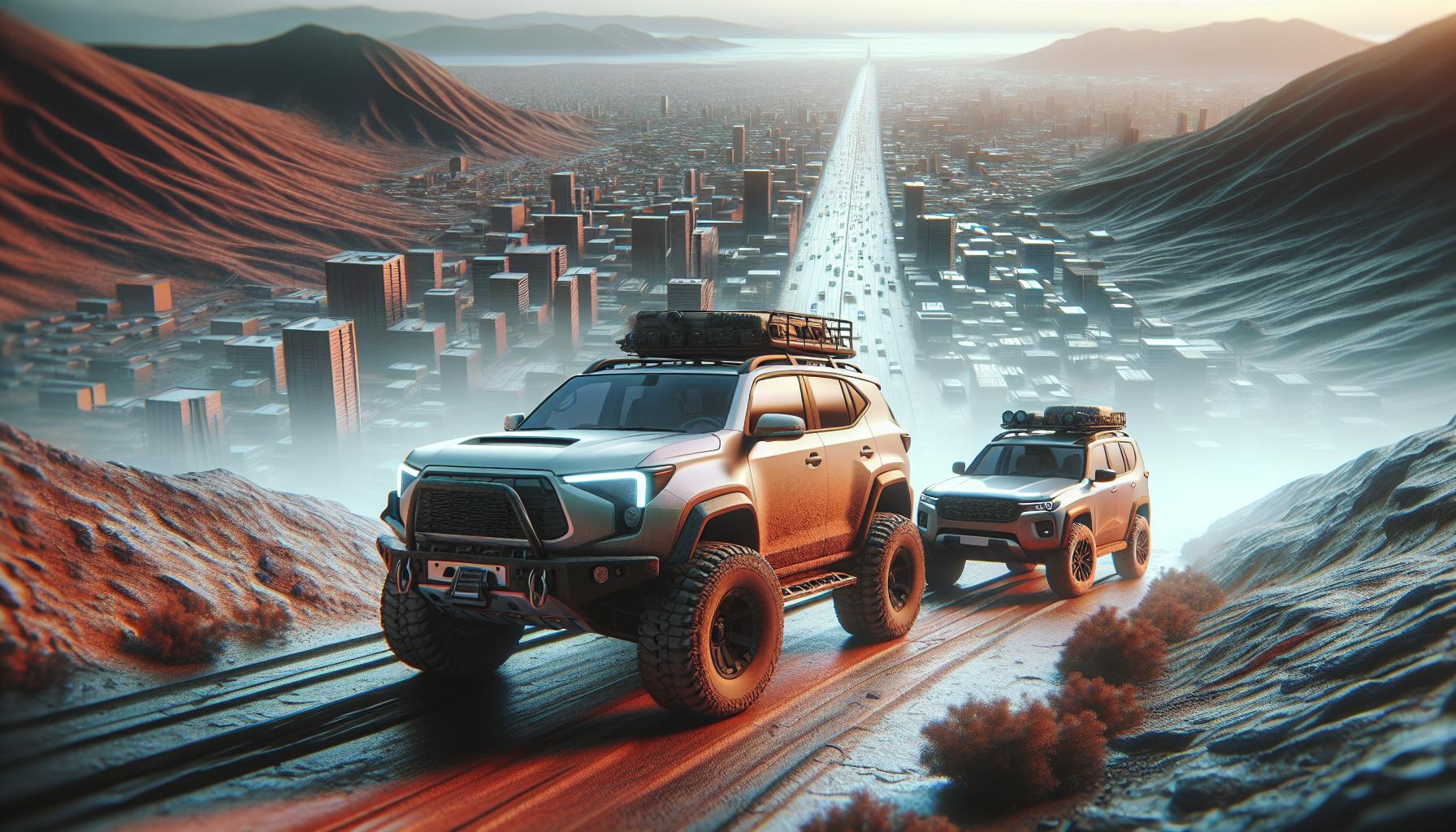 off-road-vehicles-in-desert-landscape-overlooking-cityscape