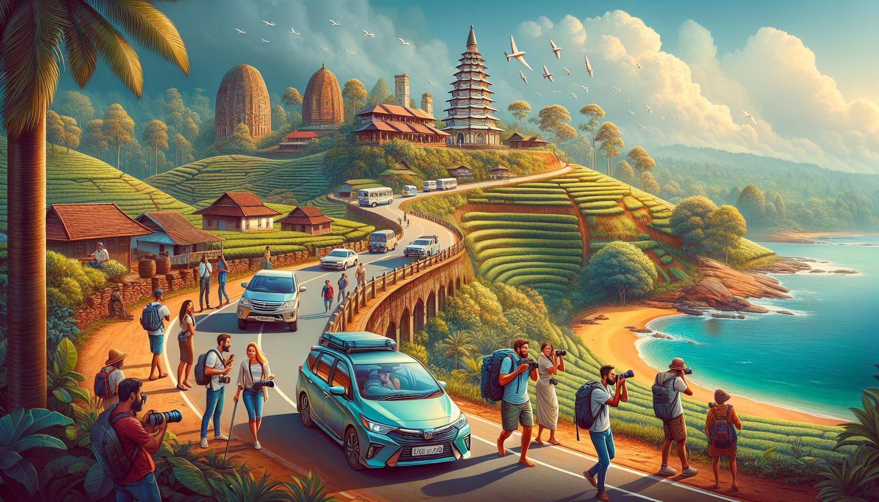 scenic-landscape-with-tourists-cars-and-historical-architecture