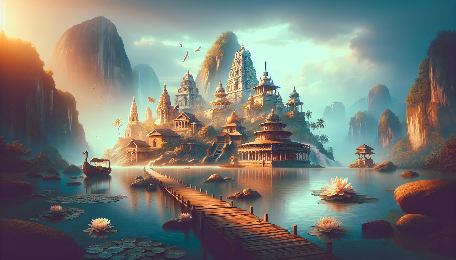 serene-riverfront-temple-complex-with-lotus-flowers-and-mountains-in-distant-background