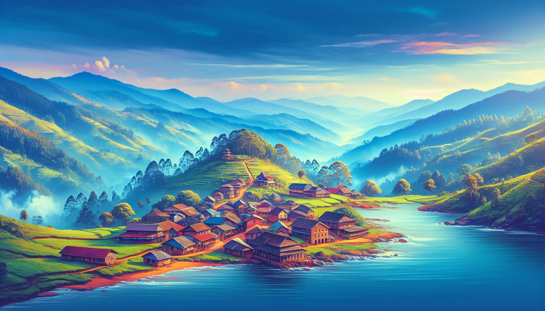 serene-village-landscape-with-mountains-and-water-body