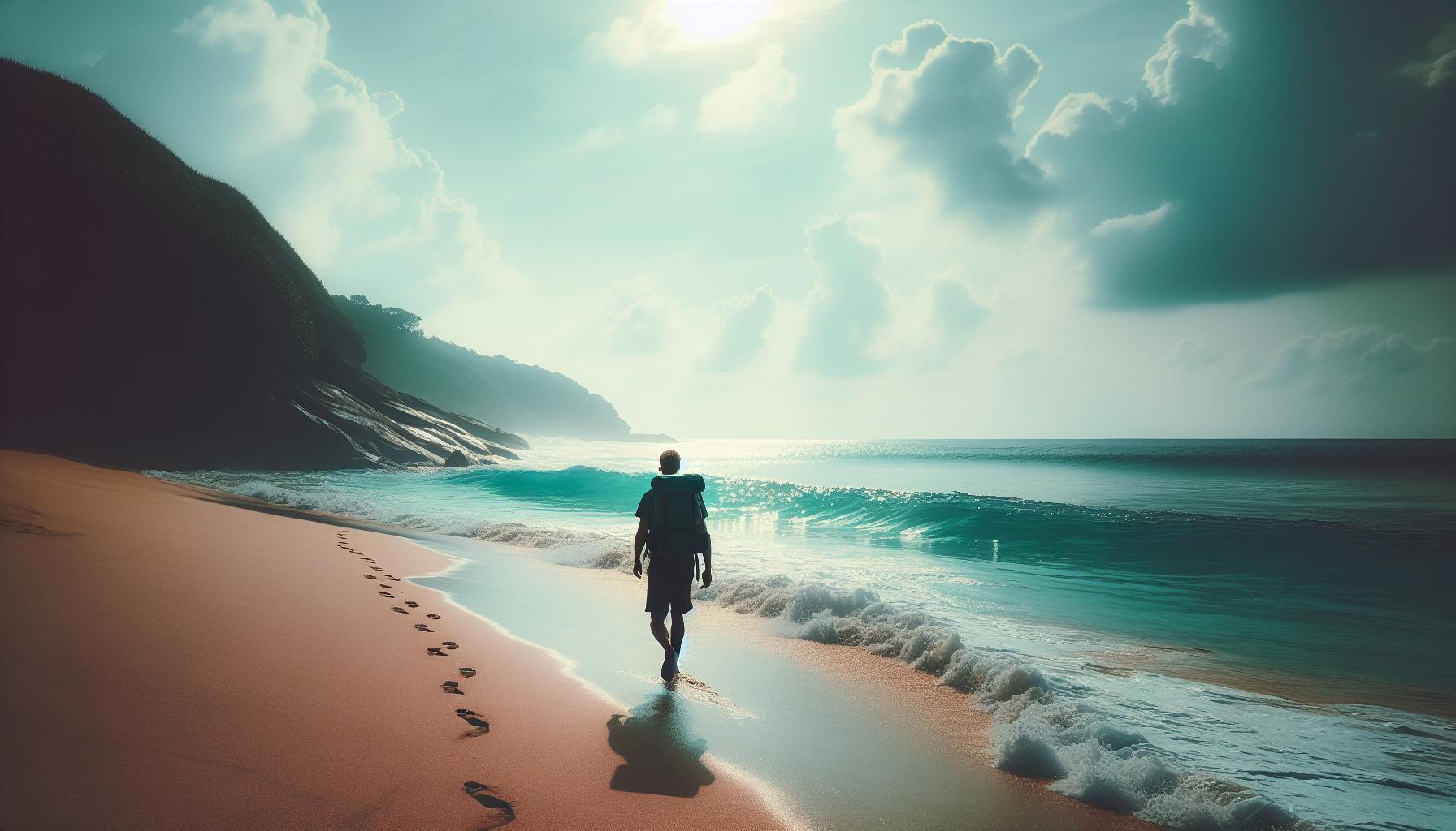 solitary-walker-on-beach-at-sunset