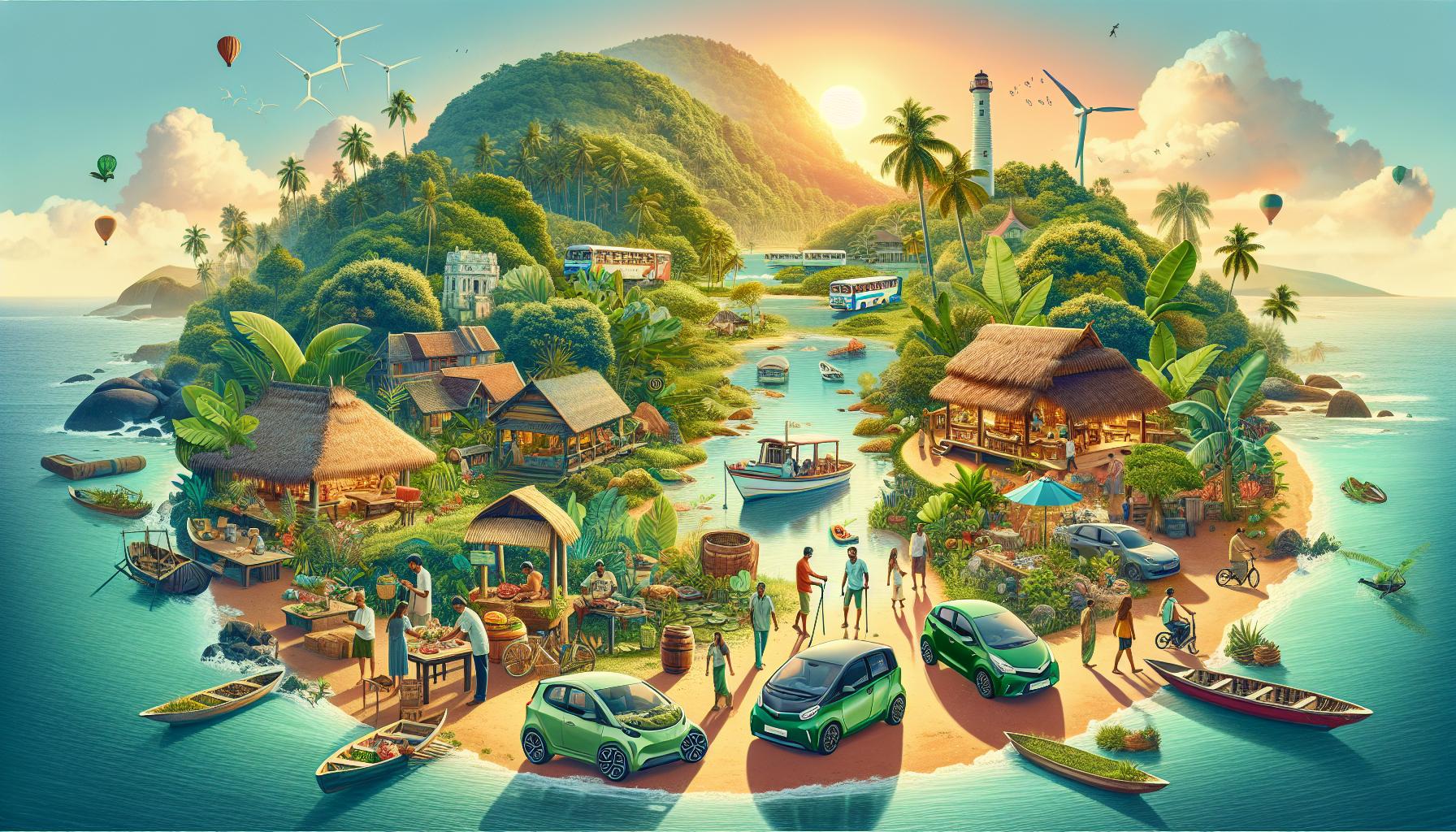 tropical-island-scenery-with-electric-cars-and-local-activities