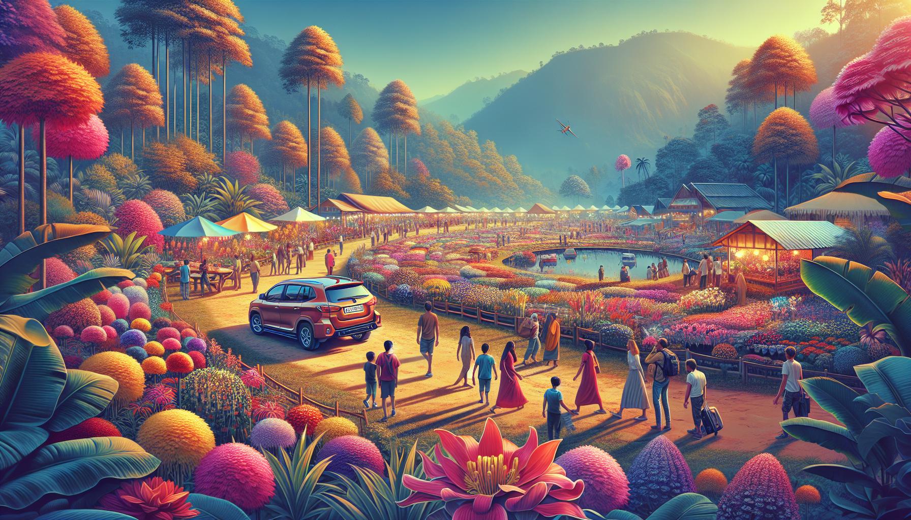 vibrant-flower-festival-with-people-and-car-in-scenic-mountain-landscape