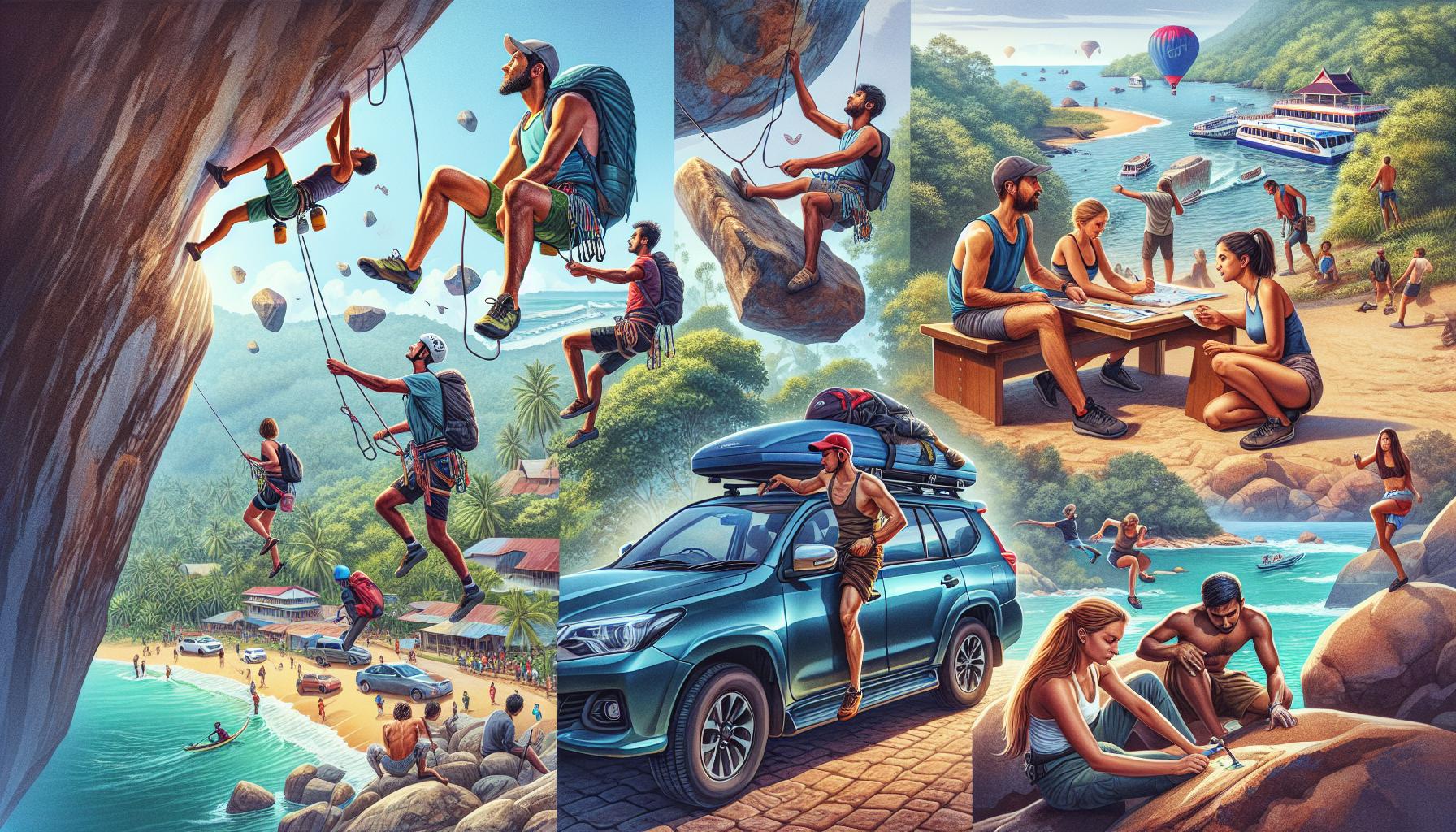 Adventure Activities in Nature: Climbing, Surfing, and Exploring