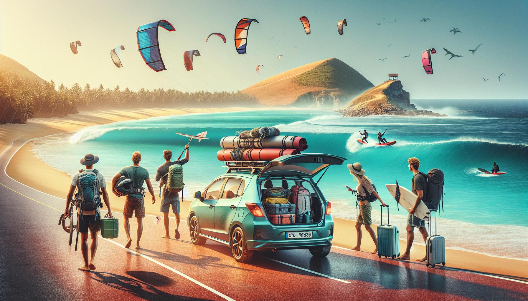 Beach Adventure with Surfing and Kitesurfing Enthusiasts