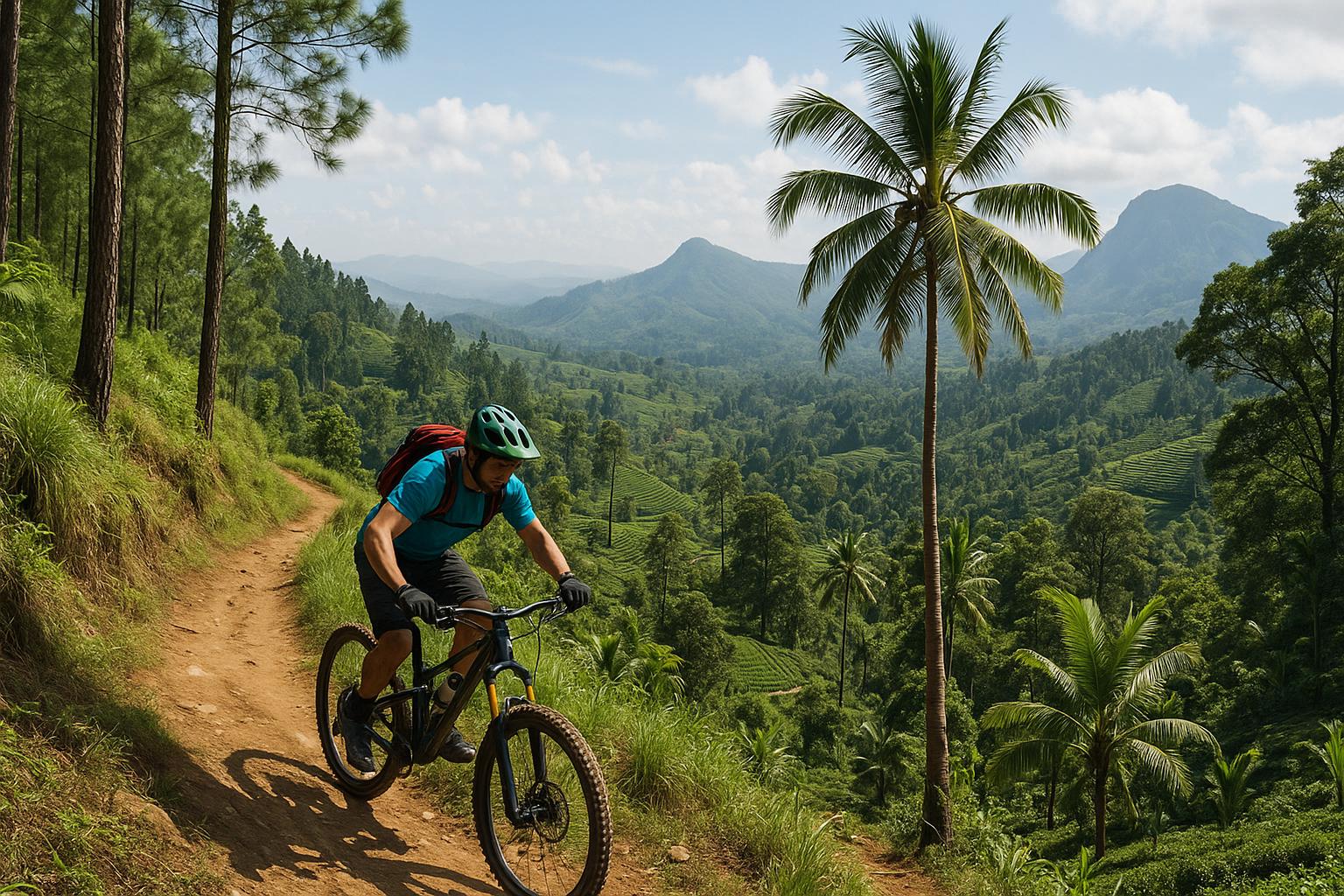 Mountain Biking in Lush Green Landscape