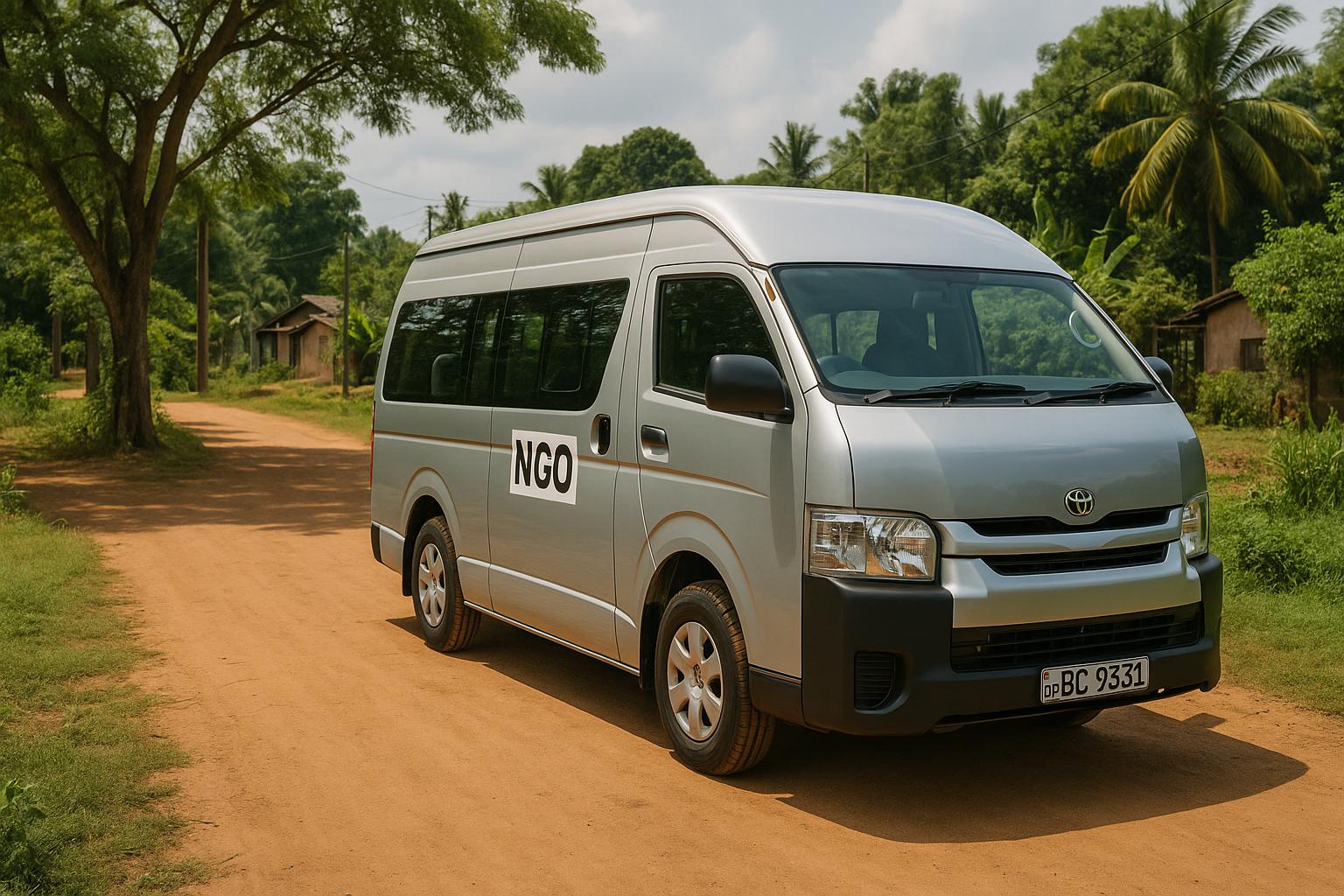 NGO van on a rural dirt road