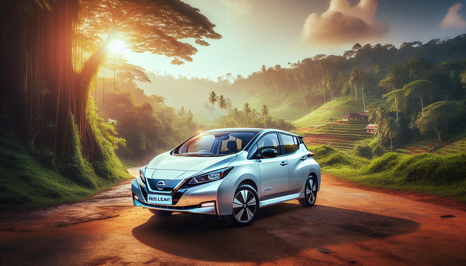 Nissan Leaf Electric Car in Scenic Landscape