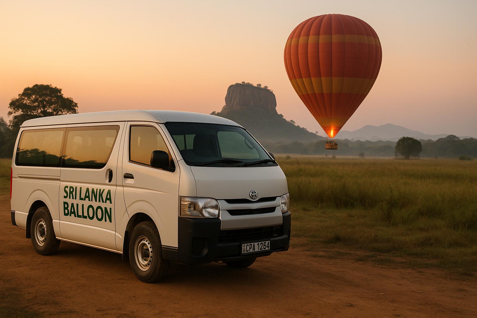 Sri Lanka Balloon Hot Air Balloon with Van in Scenic Landscape