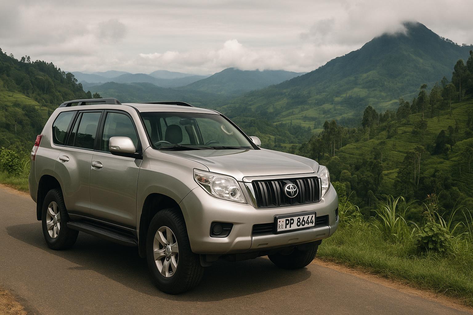 Toyota SUV on a scenic mountain road
