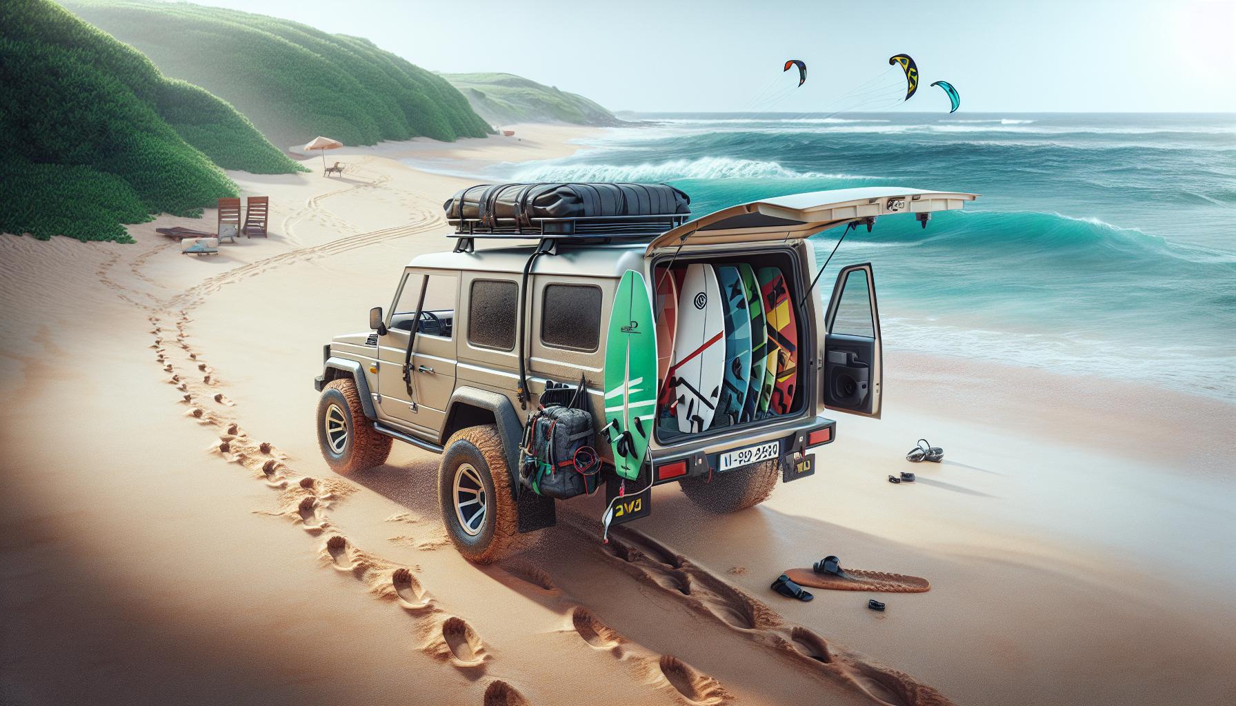 beach-vehicle-surfboards-and-kitesurfing-scene