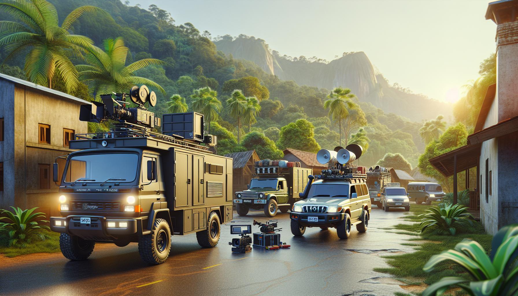 film-production-vehicles-in-tropical-setting