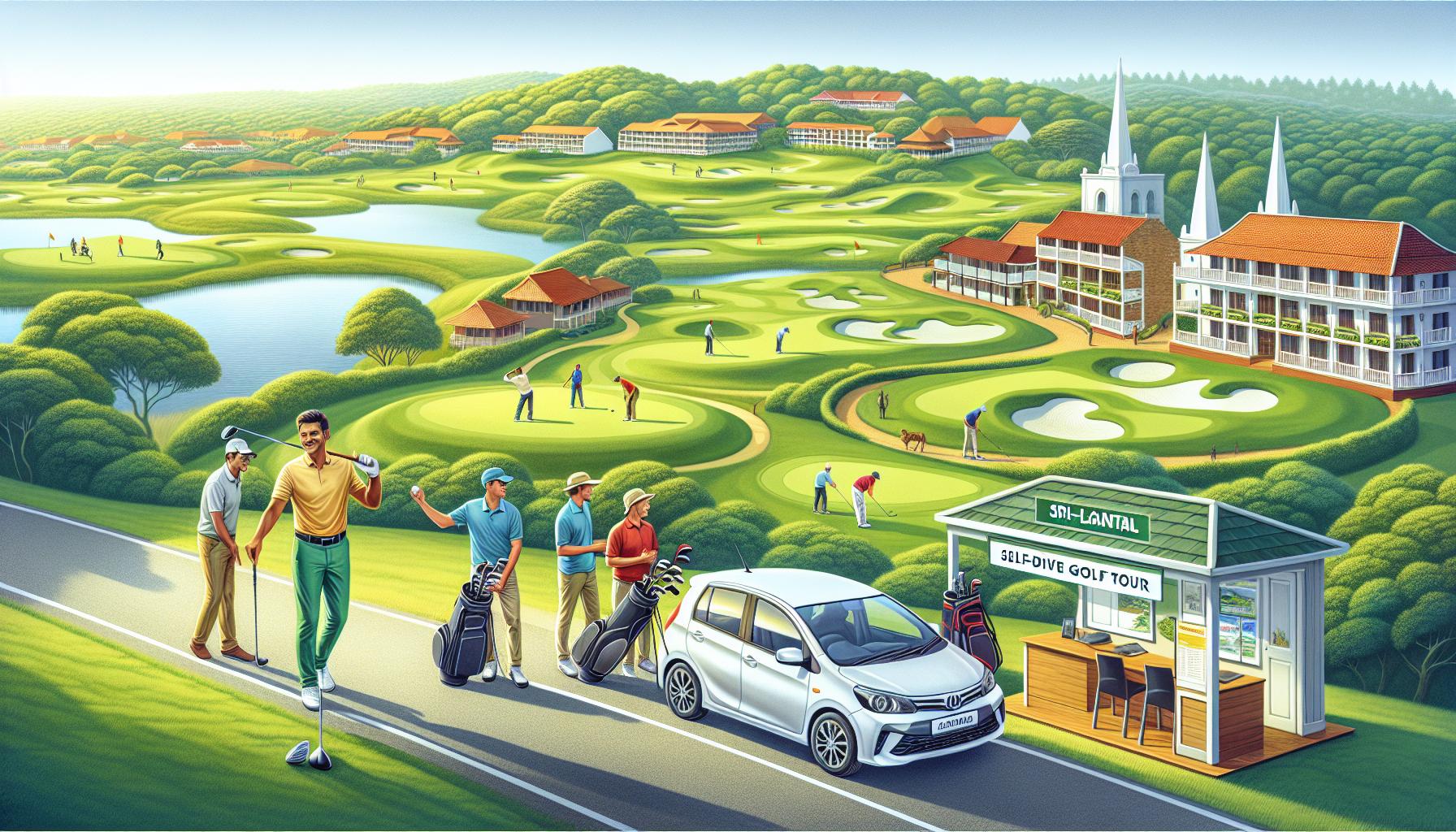 golf-course-scenery-with-golfers-and-tour-setup