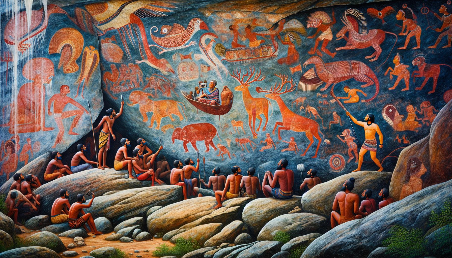 prehistoric-cave-paintings-and-human-gathering