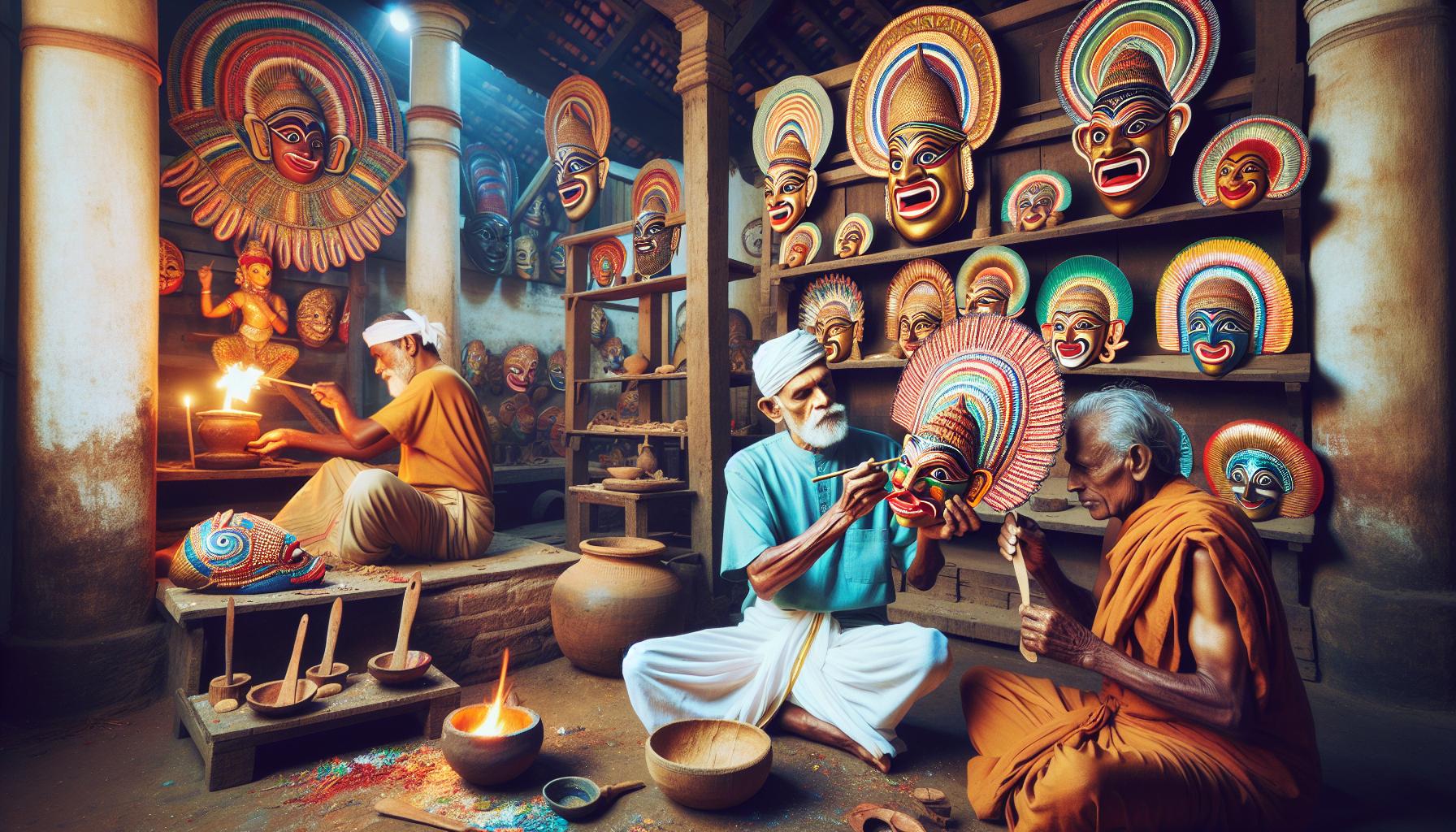 traditional mask crafting workshop in Kerala