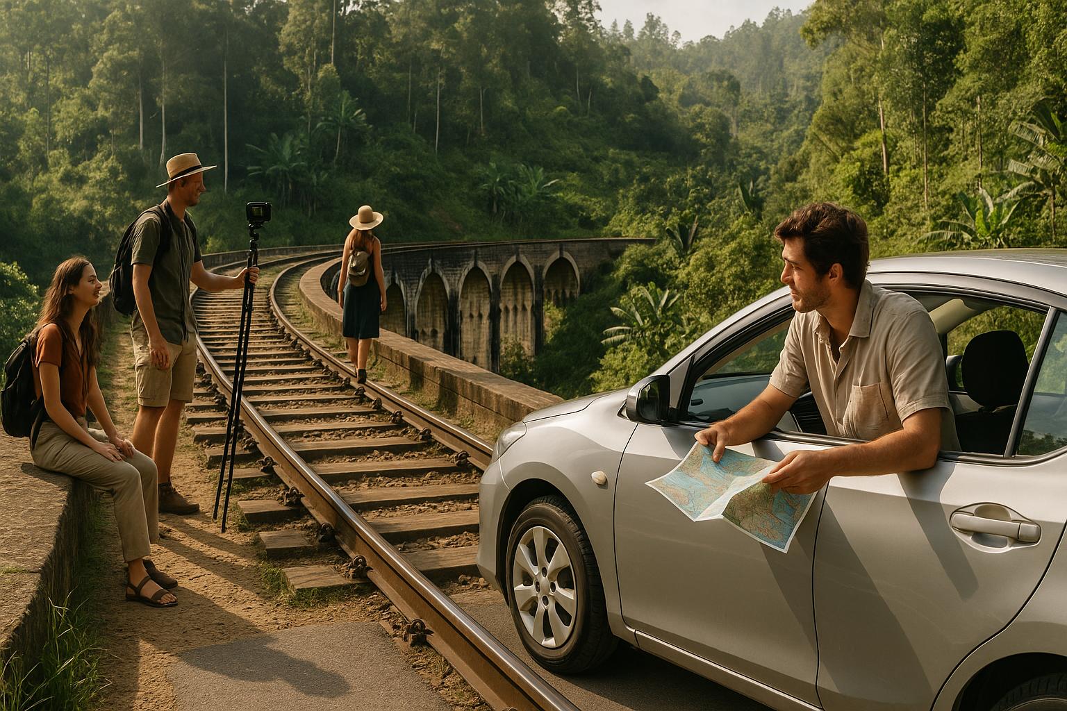 travelers-exploring-scenic-railway-with-car-and-map