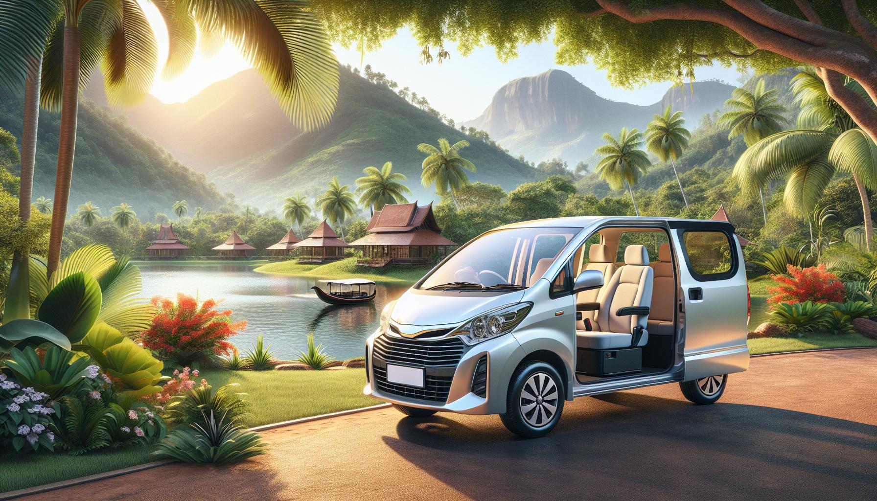 tropical_landscape_with_suv_near_lake_and_mountains