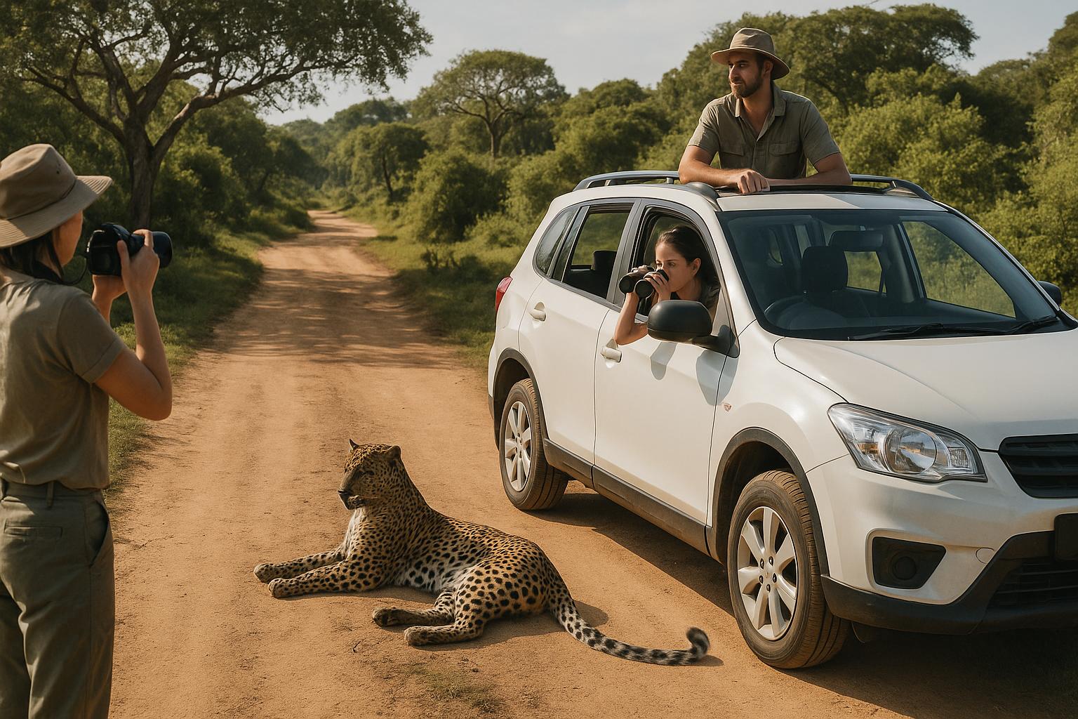 wildlife-photographers-observing-leopard-in-safari-vehicle